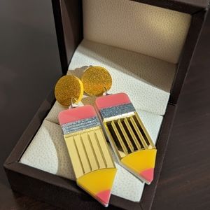 Gold Pencil Earrings